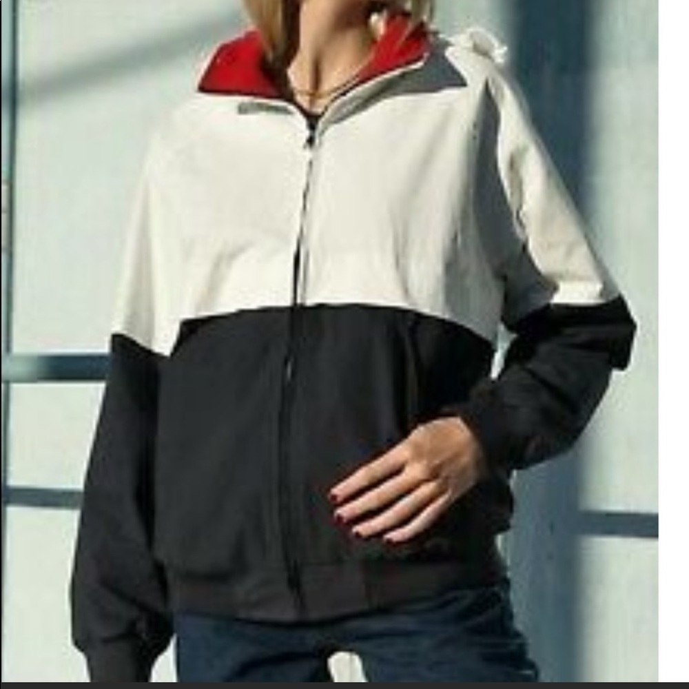 Cali 1850 NEW Color-block Hood Jacket Black White Red XS 100% Cotton Casual
